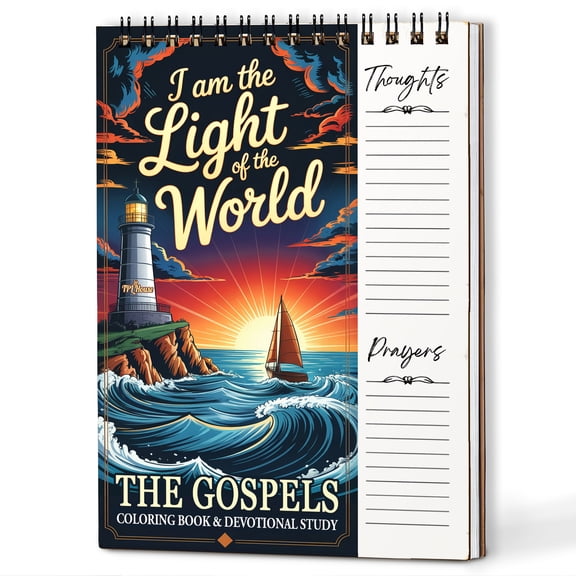 The Gospels: Matthew, Mark, Luke, John Coloring Book for Adults, 30 Minimalist Scripture Art Pages with Reflection & Prayer Space, Spiral Bound, A4 or A5 Softcover or Wood Cover