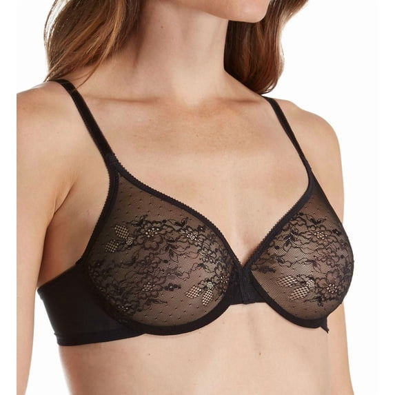 Women's Gossard 13001 Glossies Lace Sheer Bra (Black 30B)