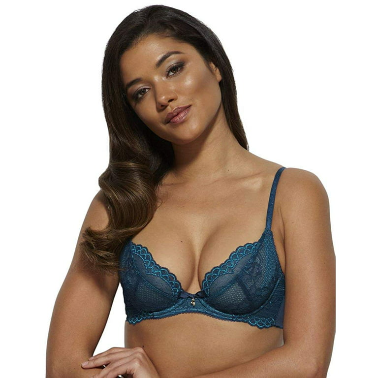 Gossard Womens Superboost Lace Non-Padded Plunge Bra, 38E, Deep Teal