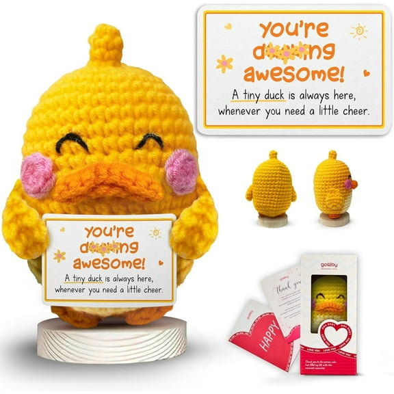 Gossby Handmade Positive Duck Crochet, Inspirational Gift, Emotional Support Duck