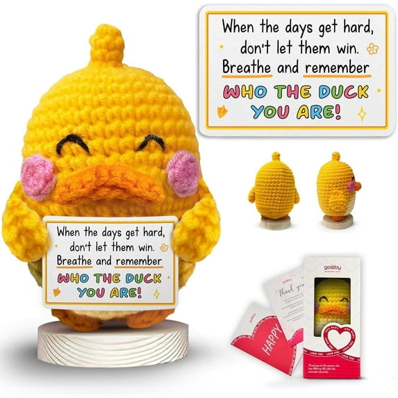 Gossby Handmade Positive Duck Crochet, Inspirational Gift, Emotional Support Duck