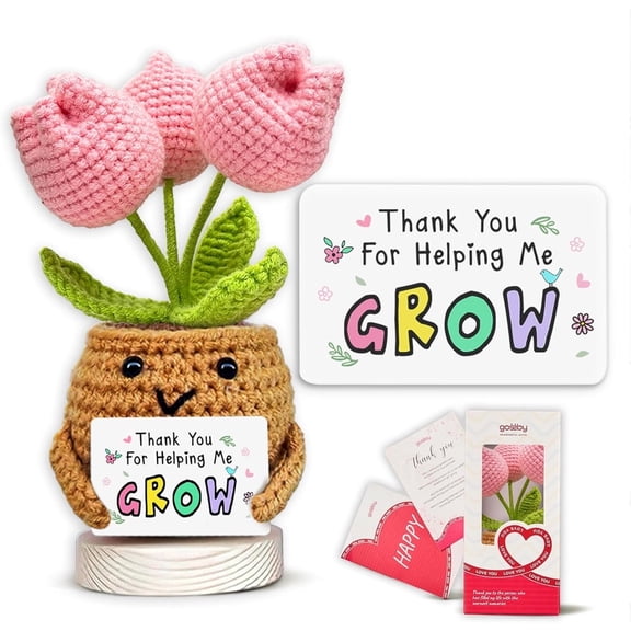 Gossby Handmade Positive Tulip Flower Crochet, Inspirational Gift, Emotional Support Gift