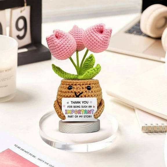 Gossby Handmade Positive Tulip Flower Crochet, Inspirational Gift, Emotional Support Gift