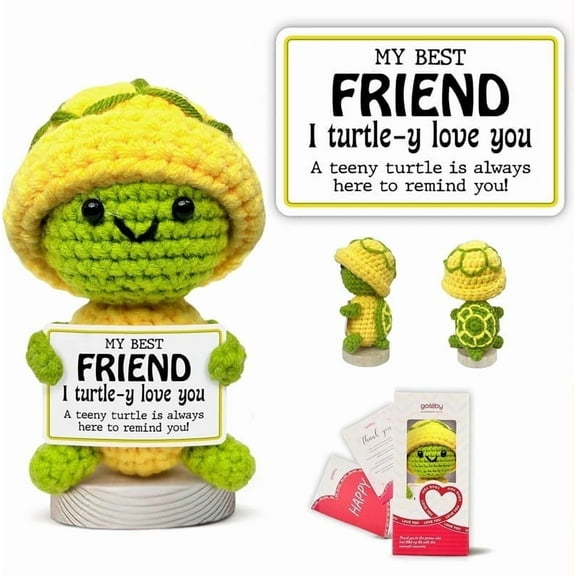Gossby Handmade Positive Turtle Crochet, Inspirational Gift, Emotional Support Turtle