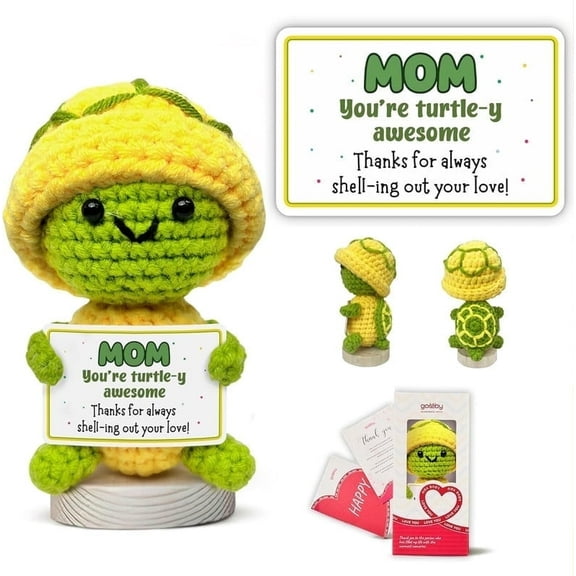Gossby Handmade Positive Turtle Crochet, Inspirational Gift, Emotional Support Turtle