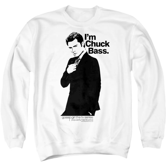 Gossip Girl Im Chuck Bass Unisex Adult Crewneck Sweatshirt, White, X Large
