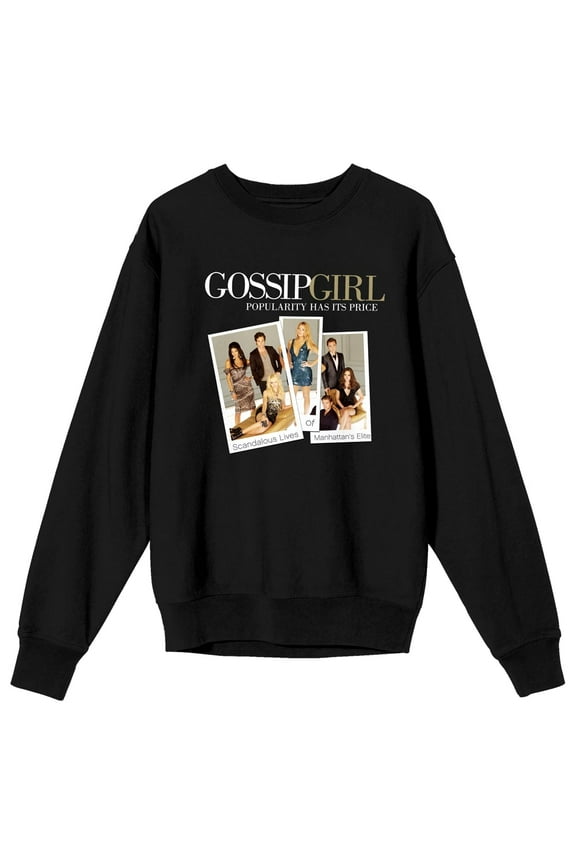 Gossip Girl Pictures of Characters Women's Black Long Sleeve Sweatshirt-Large