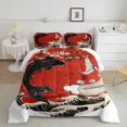 thumbnail image 1 of Gossip Koi Fish Quilt Set King Japanese Style Ukiyo-E Bedding Set Floral Ocean Waves Japanese Comforter Set Adults Men Women Cherry Blossom Bed Duvet Set 2 Pillow Cases, 1 of 7