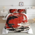 thumbnail image 1 of Gossip Koi Fish Quilt Set Japanese Style Ukiyo-E Bedding Set Floral Ocean Waves Japanese Comforter Set Adults Men Women Cherry Blossom Bed Duvet Set 1 Pillow Case, 1 of 7
