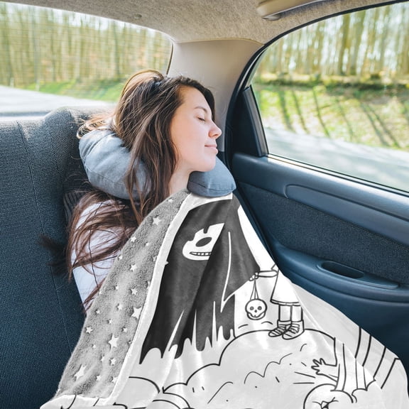 Gost Rainbow Travel Blanket Pillow Compact Foldable Airplane Throw Blanket with Trolley Sleeve for Travel Camping