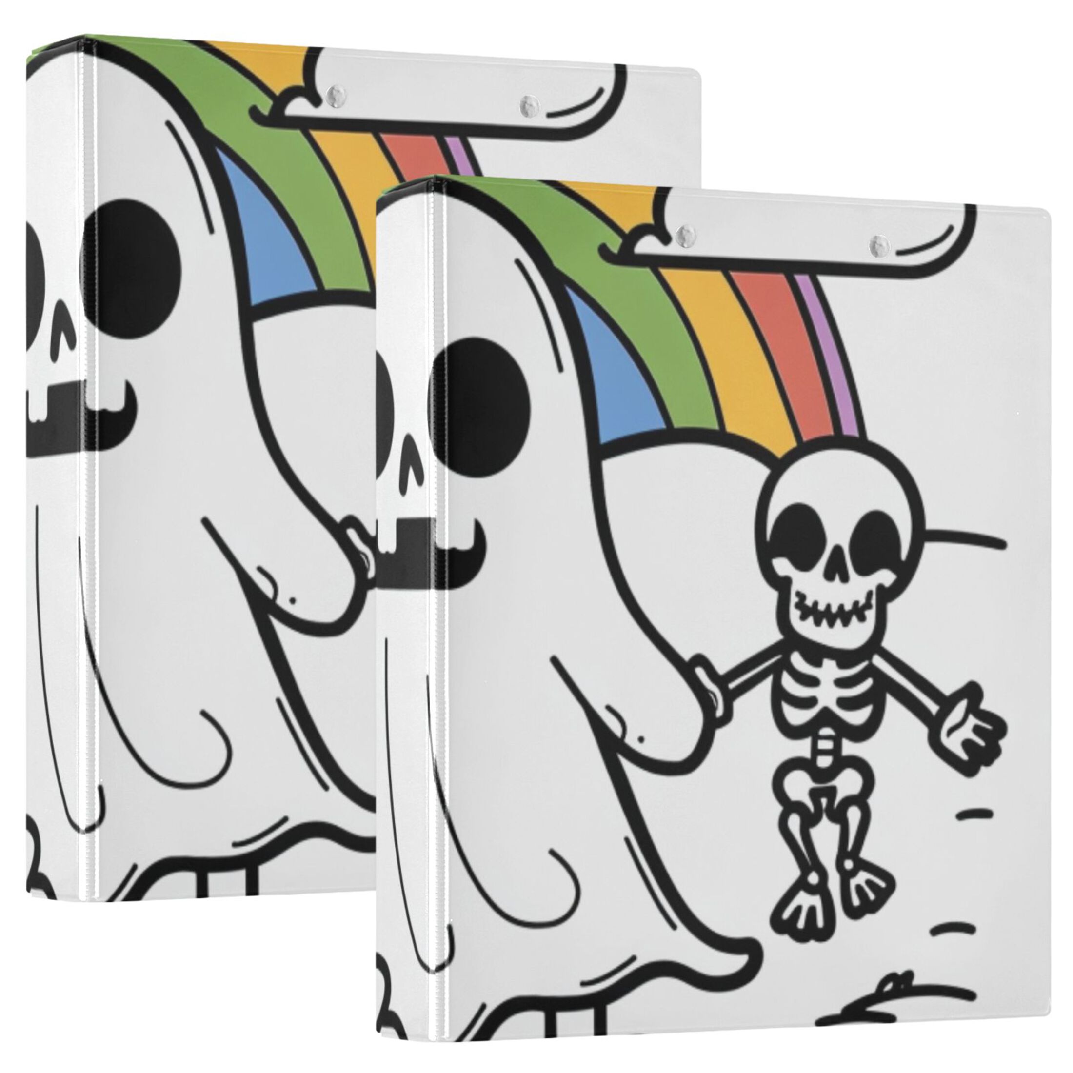 Gost Skeleton Rainbow 3 Ring Binders 1.5 inch Hardcover File Folders with Interior Pockets A4 Size Organizer for School Office Hospital