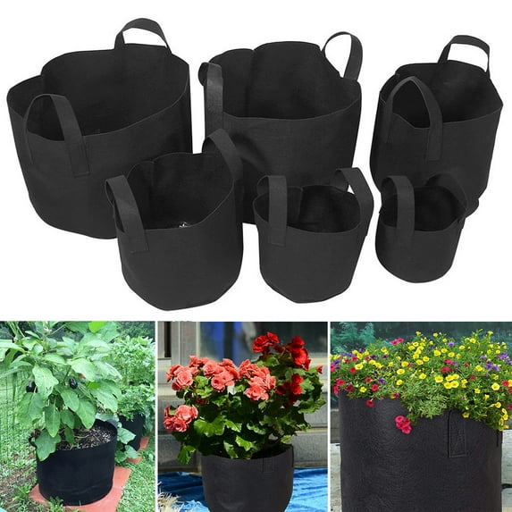 Gostoto 1/3/5/7/10Gallon Black Round Plants Growing Bag,Thicken Felt Material Vegetable Flower Aeration Planting Pot Container
