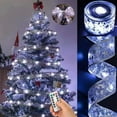 thumbnail image 1 of Gostoto 16.4ft 32.8ft Christmas Tree Ribbon Lights Waterproof LED Copper Wire String Fairy with Double Layer Ribbon for Christmas Party Weddings, 1 of 6