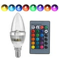 thumbnail image 1 of Gostoto 3W RGB E12 E14 Candelabra LED Bulb Color Changing Candle Light Lamp Remote Control Bulb 16 Colors for Home Bar Party KTV, 1 of 5