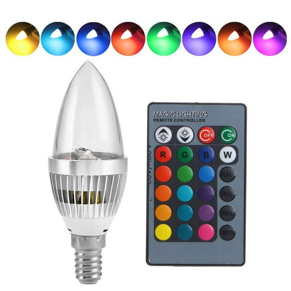 Gostoto 3W RGB E12 E14 Candelabra LED Bulb Color Changing Candle Light Lamp Remote Control Bulb 16 Colors for Home Bar Party KTV