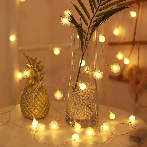 Gostoto 4.9FT 10LEDs 9.8FT 20LEDs Globe Star Snowflake Fairy Lights Christmas Festival String Lights For Indoor Wedding Party Decoration ,Warm White