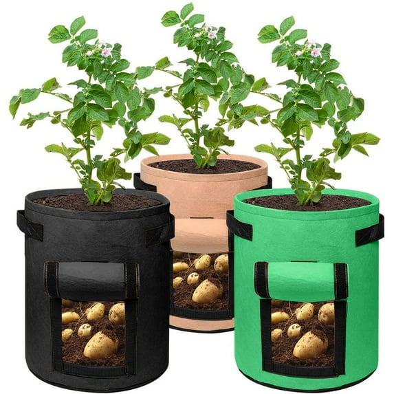 Gostoto 5 7 10 Gallon Potato Planting Bag with Handles Breathable Non-Woven Fabrics Pot Planter Growing Garden Vegetable Container