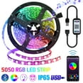 thumbnail image 1 of Gostoto 5V USB App Controlled Smart Bluetooth 5050 RGB TV Black LED Light Strip Waterproof Light Strips For Computer Party Home Holiday Decoration, 1 of 6