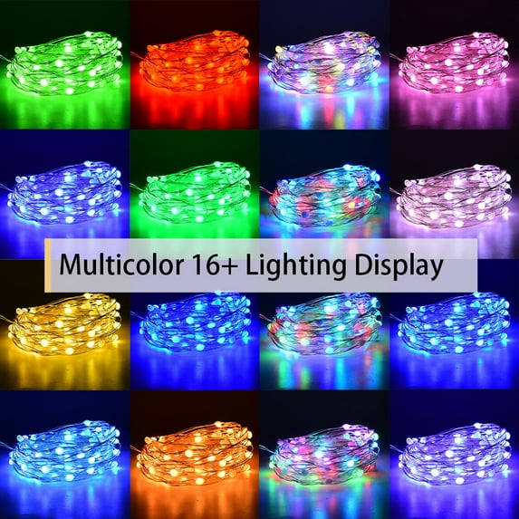 Gostoto 9.9-66FT 50-200LEDs Smart RGBW Colorful LED Fairy String Light,12 Lighting Modes Remote Control Copper Wire Lights for Home Party Christmas Decor