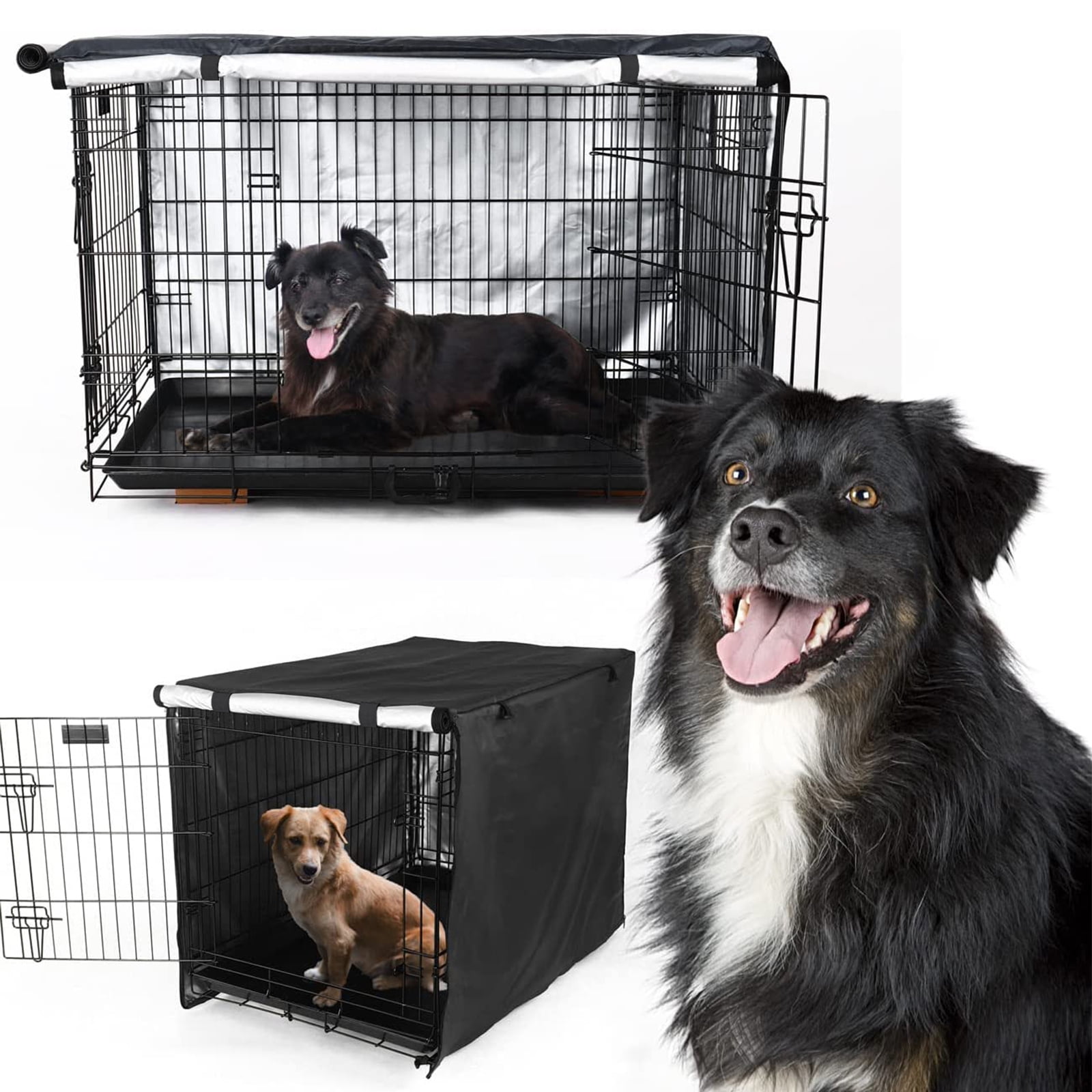 Image showcasing Gostoto Dog Double Door Crate Cover,Waterproof Dog Kennel Cover with ...