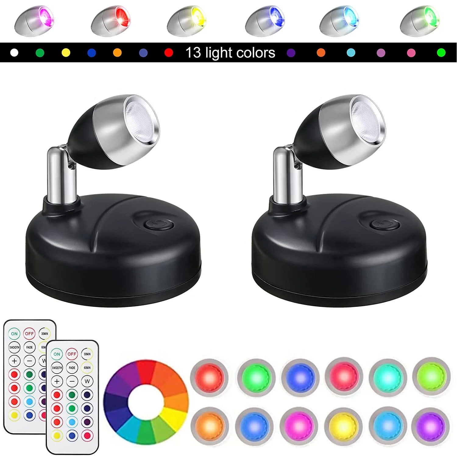 Gostoto Dual Single Head Battery Operated Uplight Lights Indoor LED