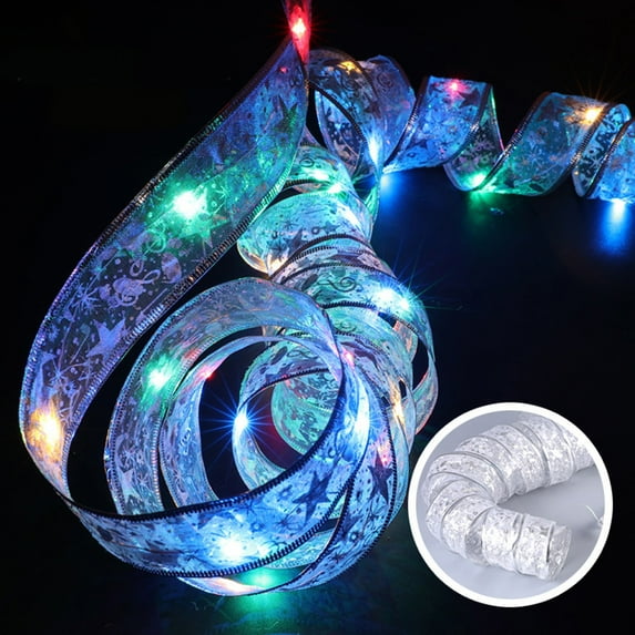 Gostoto LED Golden Ribbon Copper Wire Fairy Lights Battery Operated Waterproof String Lights for Christmas Tree Xmas Party Decoration Weddings