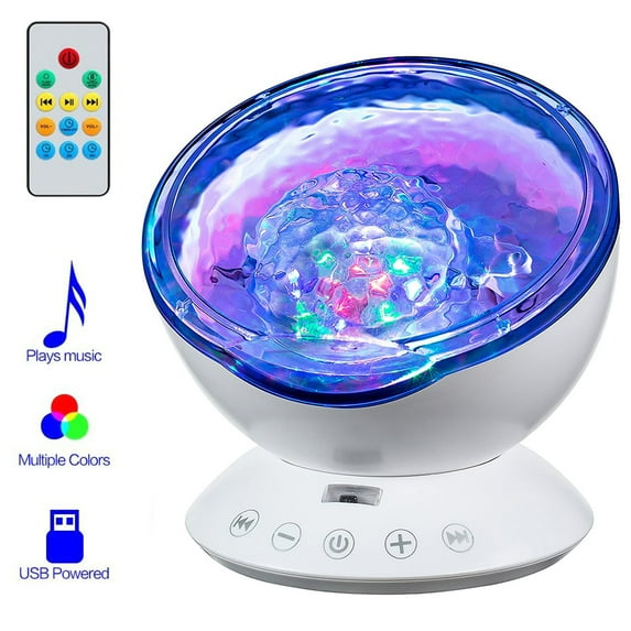 Gostoto Motion Ocean Wave LED Projector, LED Night Light with Remote Control, Built-In Music Player