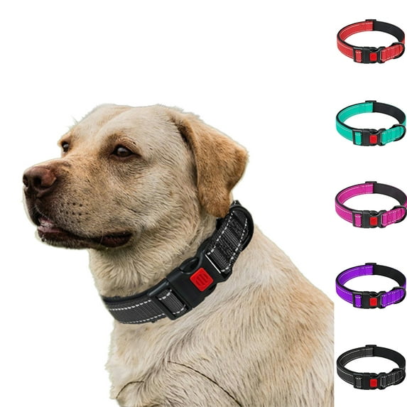 Gostoto Nylon Standard Dog Collar,Outdoor Night Reflective Collar For Small Medium Large Dogs