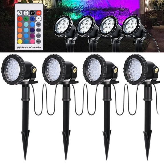 Gostoto Outdoor Waterproof Outdoor Garden Lawn Lamps 36 LEDs Color Landscaping Light Spotlights with Remote Control