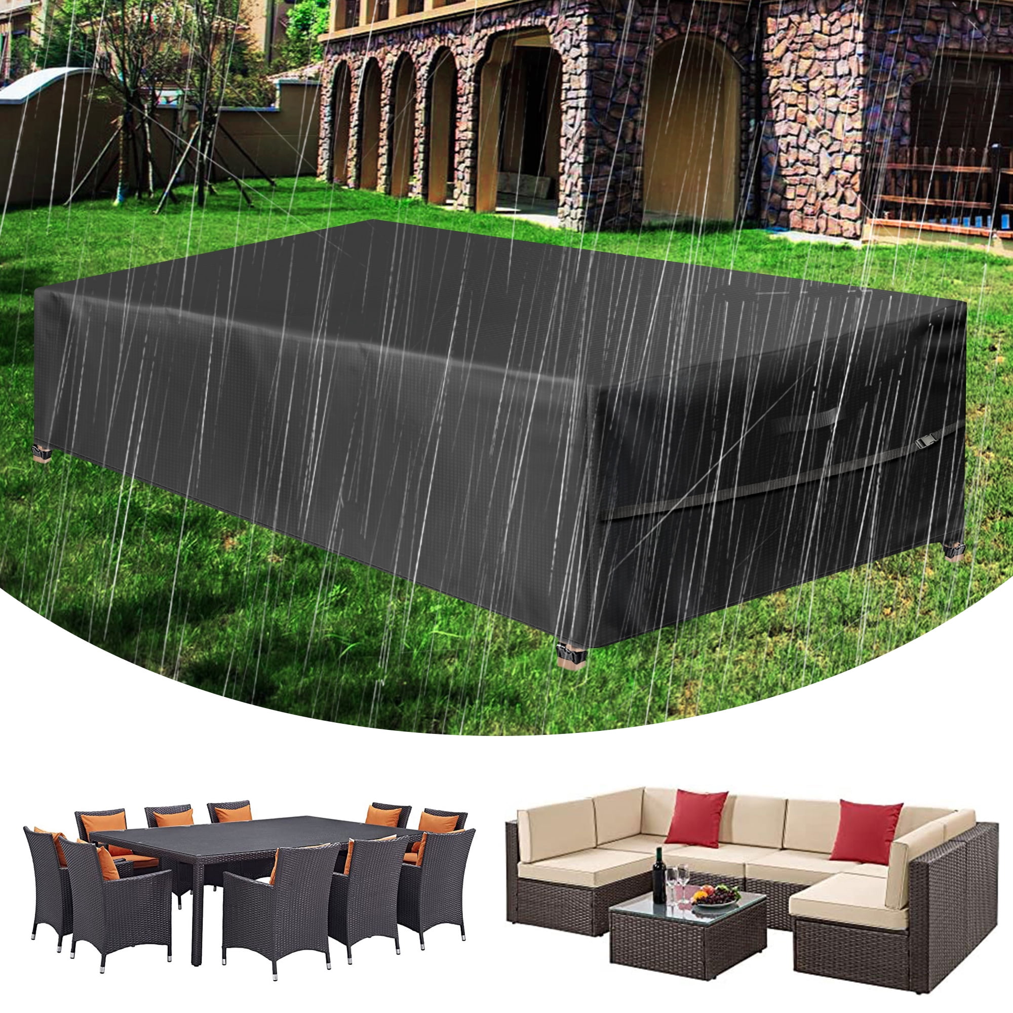 Gostoto Rectangular Patio Furniture Cover Fits 420D Heavy Duty Outdoor ...
