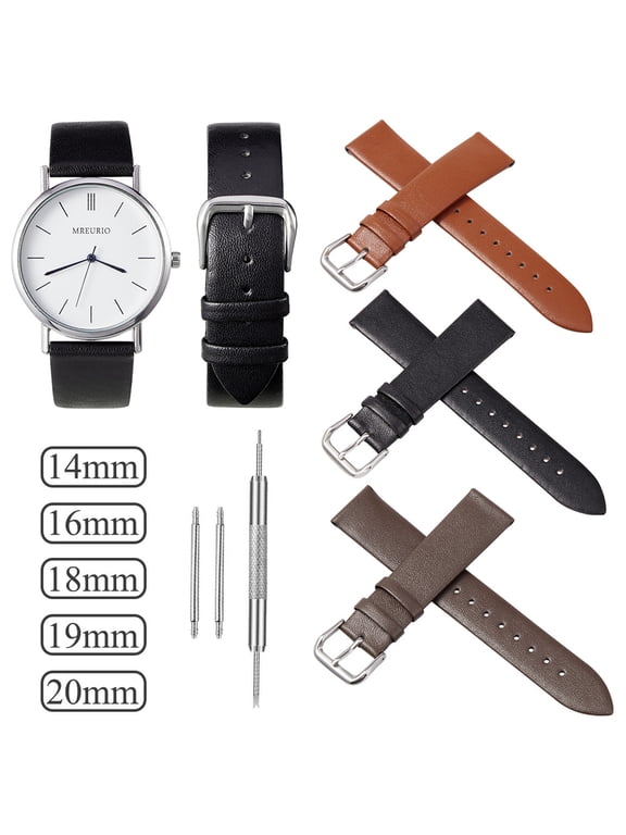 Vintage Genuine Soft Leather Watch Strap With Silver Stainless Steel Buckle Watch Band Replacement Wrist Strap Watch Accessories 14mm 16mm 18mm 19mm 20mm
