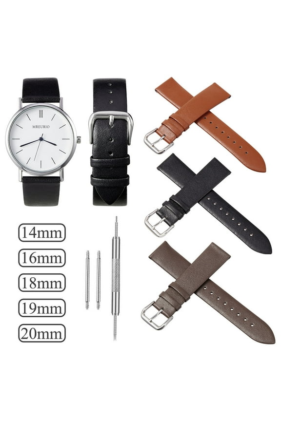 Vintage Genuine Soft Leather Watch Strap With Silver Stainless Steel Buckle Watch Band Replacement Wrist Strap Watch Accessories 14mm 16mm 18mm 19mm 20mm