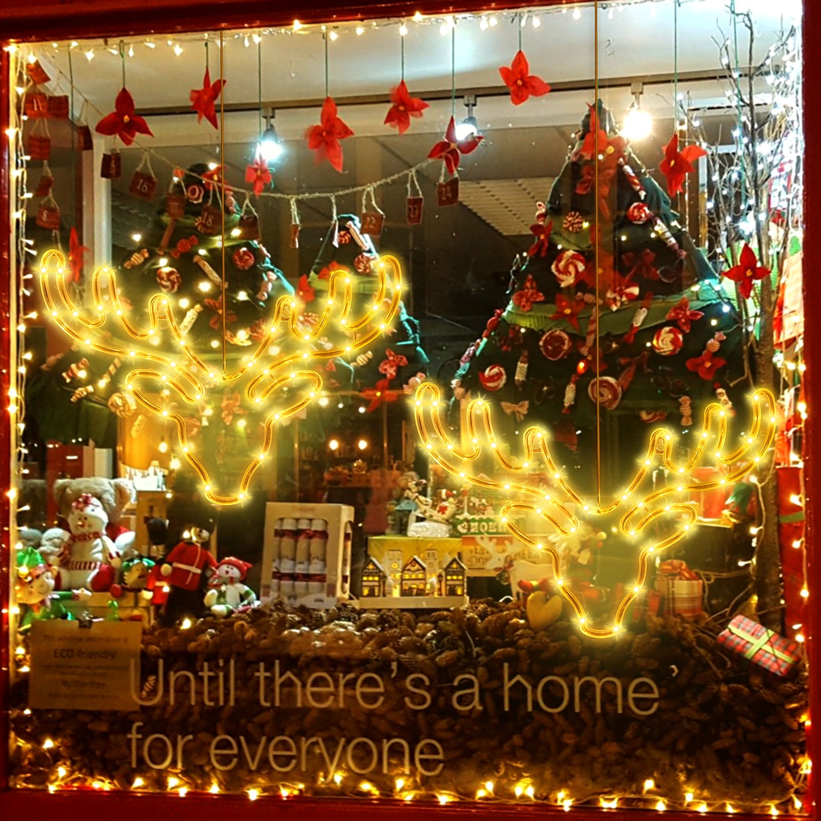 Gostoto Window Silhouette Lights Christmas Window Lighted Decorations