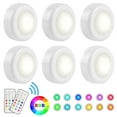 thumbnail image 1 of Gostoto Wireless RGB Puck Closet Light, LED Under Cabinet Lighting, Stick On Lamp with Remote Controls, Color Changing, 1 of 5