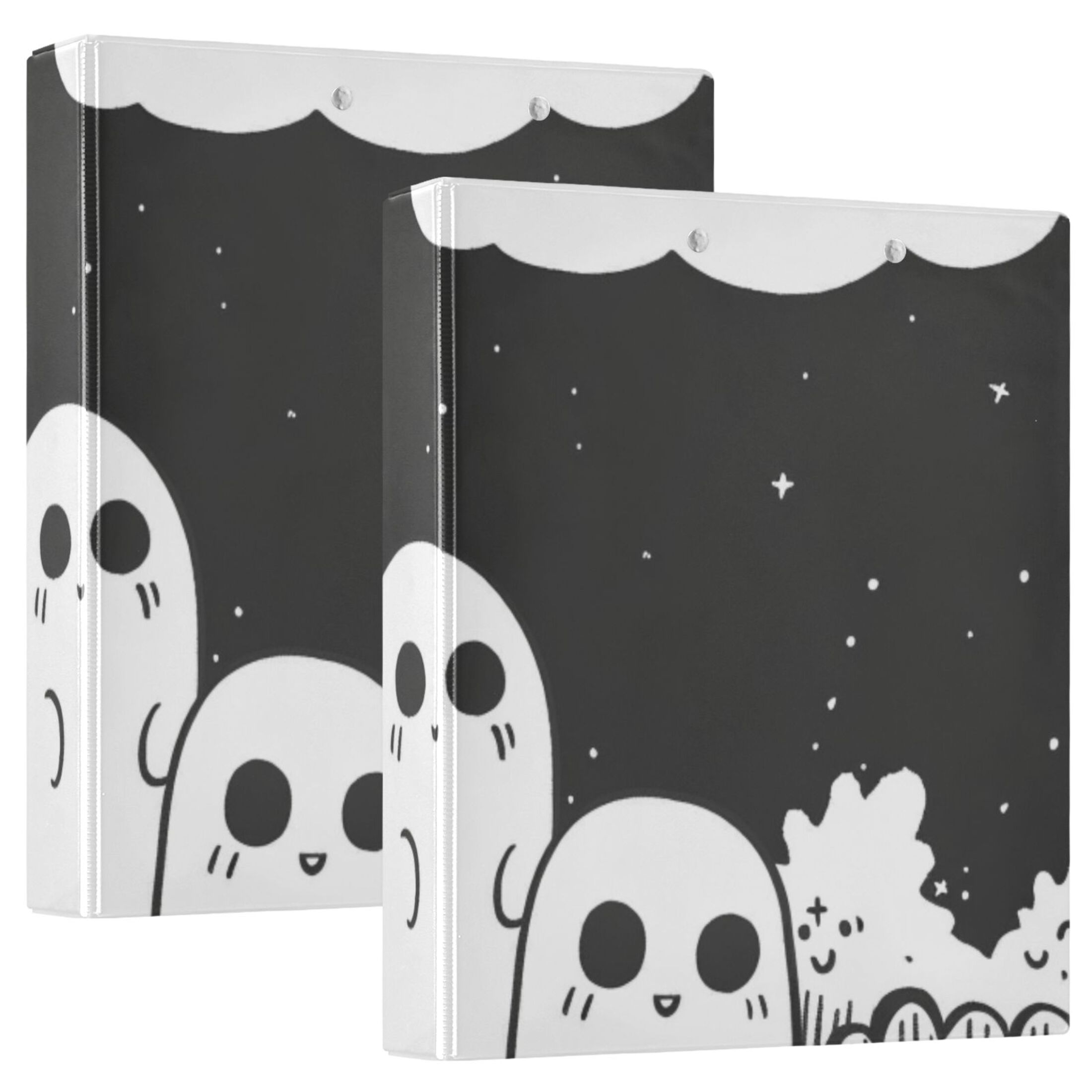 Gosts Clouds 3 Ring Binders 1.5 inch Hardcover File Folders with Interior Pockets A4 Size Organizer for School Office Hospital