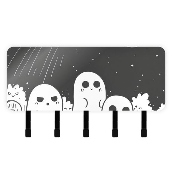 Gosts Clouds Key Holder for Wall Mail Holder Organizer with 5 Key Hooks Wall Mount Key Rack with Shelf