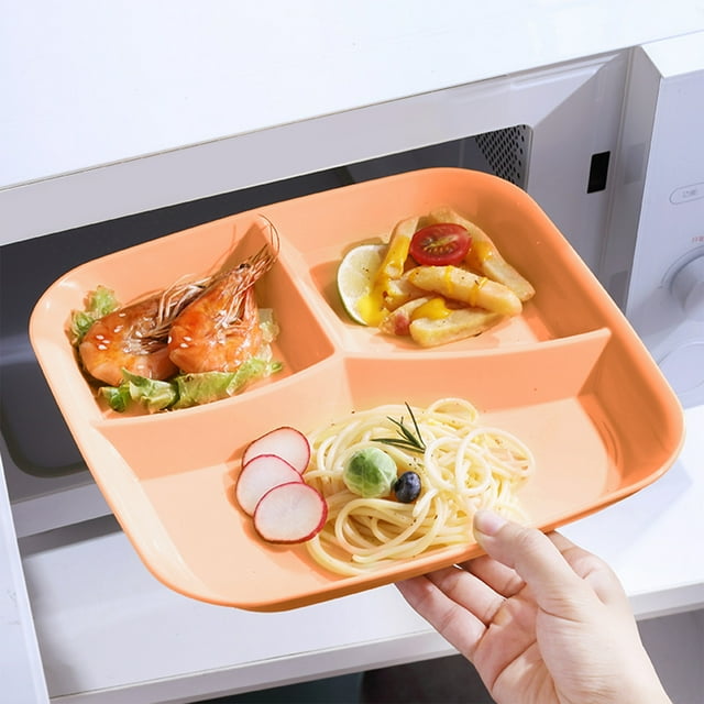 Gosuguu 10 Inch Control Divided Plates For Eating Straw Dinner, Kids and Adults, Picnic Reusable Plates, BPA Free Food Containers, Mealtime Solution