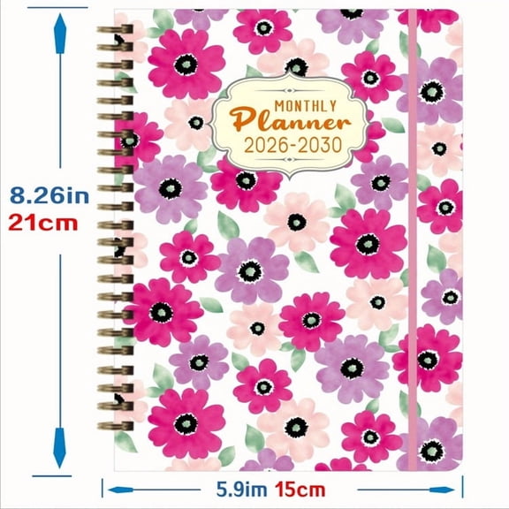 Gosuguu 2026-2030 Monthly Planner | 5-Year Academic Organizer with Twin-Wire Binding & Elastic Closure | 6.4" x 8.5" | 60 Monthly Pages, Contacts, Notes & Password Sections