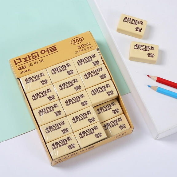 Gosuguu 30-Piece Soft Rubber Eraser Set for Drawing and Schoolwork Clean Erasing No Marks