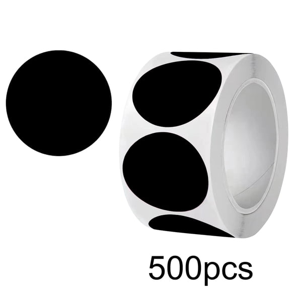 Gosuguu 500 Pcs Craft Dot Stickers 1 Inch, Black Adhesive Circle Labels for Scrapbooking