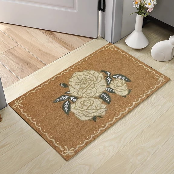 Gosuguu 50x80cm Rose Floor Mat | Non-Slip Backing | Easy to Clean | Durable Material for Living Room, Kitchen, or Entryway