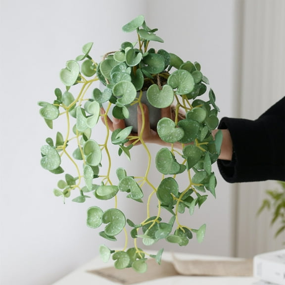 Gosuguu Artificial Hanging Potted Plant for Home Decor Green Plastic Faux Ivy Vine