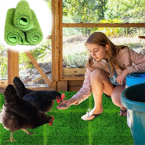 Gosuguu Artificial Moss Carpet Mat Set 3 Pieces Green Plastic Grass for Indoor Outdoor Decor