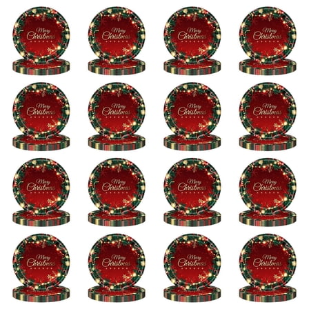 Gosuguu Christmas Themed Disposable Dinnerware Set with Plates, Cups, and Napkins for Holiday Parties