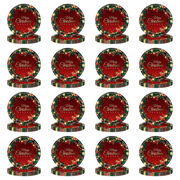 Gosuguu Christmas Themed Disposable Dinnerware Set with Plates, Cups, and Napkins for Holiday Parties