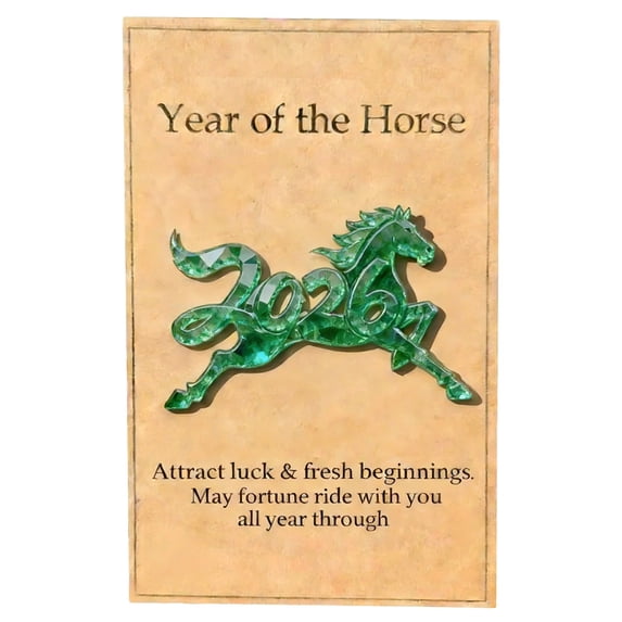 Gosuguu Clear Crystal Horse Figurine with Display Card for 2026 Year Decoration