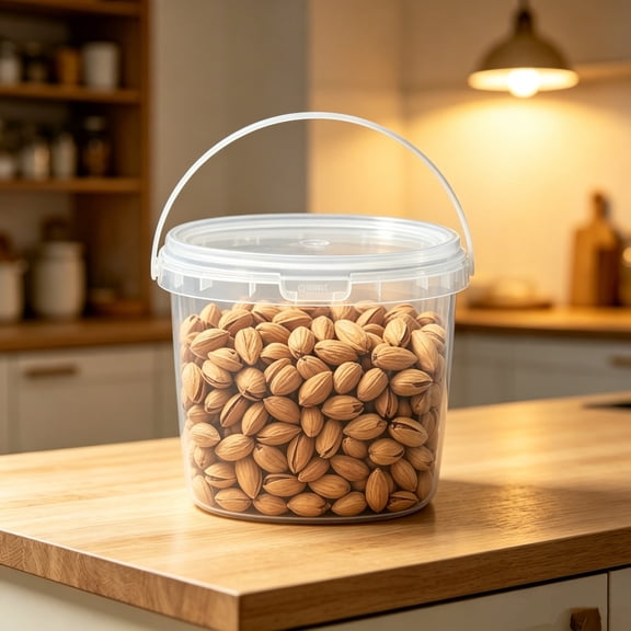 Gosuguu Clear Food Grade Plastic Storage Bucket With Sealed Lid And Portable Handle
