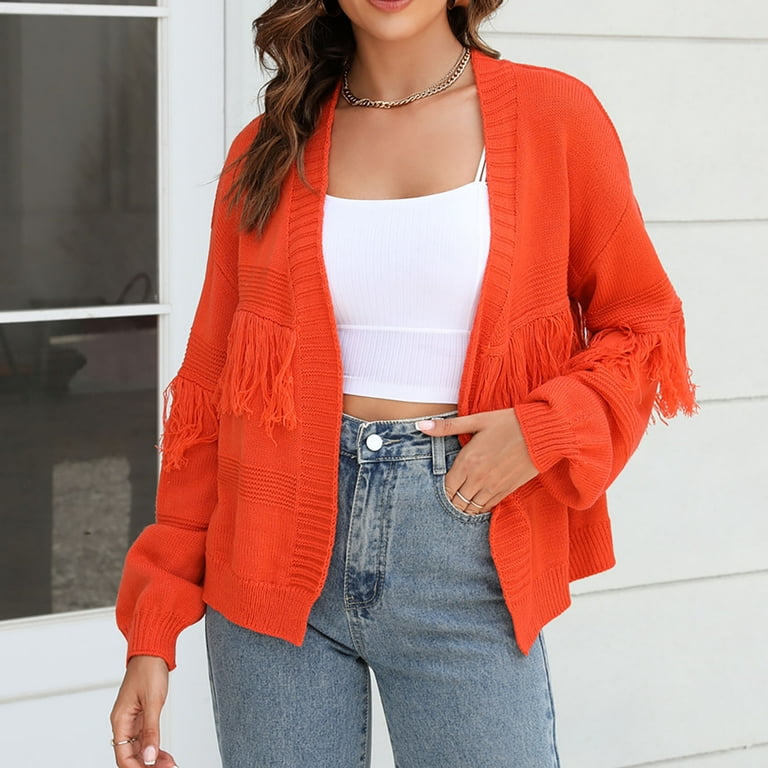 Gosuguu Clearance Cardigans Women's Button down V Neck Long Sleeve Open  Front Knit Cardigan Sweater 2023 Winter Cardigans Coat Outerwear # Outlet  Deals Overstock Clearance Orange S 