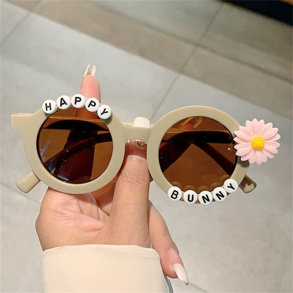 Gosuguu Cute Round Sunflower Children’s Sunglasses, Summer Sun Protection, Trendy Toddler Glasses, Baby Casual Sunglasses for Outdoor Play