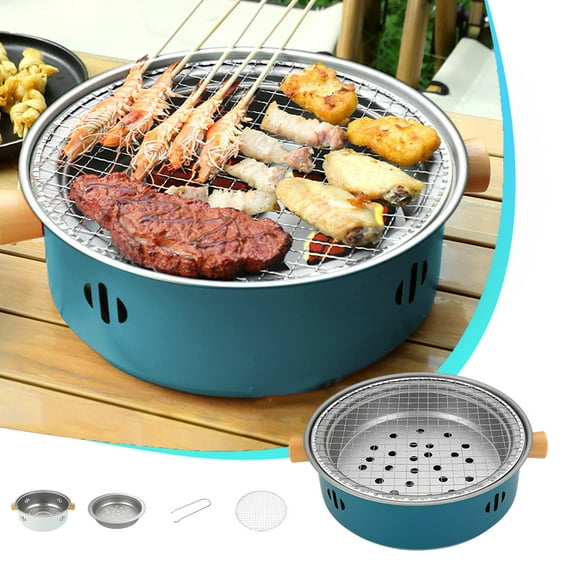 Gosuguu Round Outdoor Barbecue Grill, Charcoal Fire Grill for Outdoor Cooking, Stove Cooking & Tea Barbecue Grill, Portable Fryer for Backyard Parties